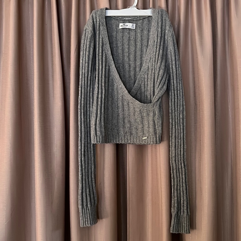Hollister crop wrap knit top